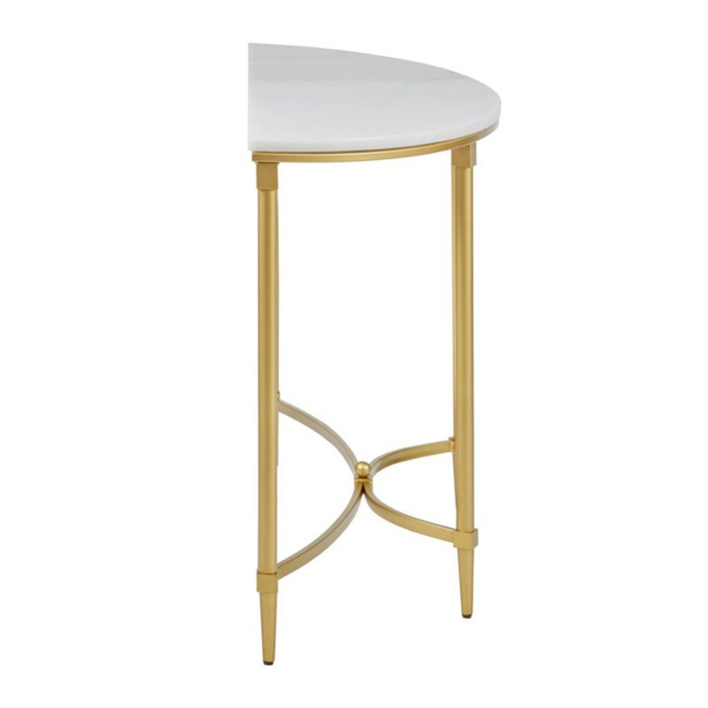 White Marble Console Table with Gold Metal Legs - Bordeaux