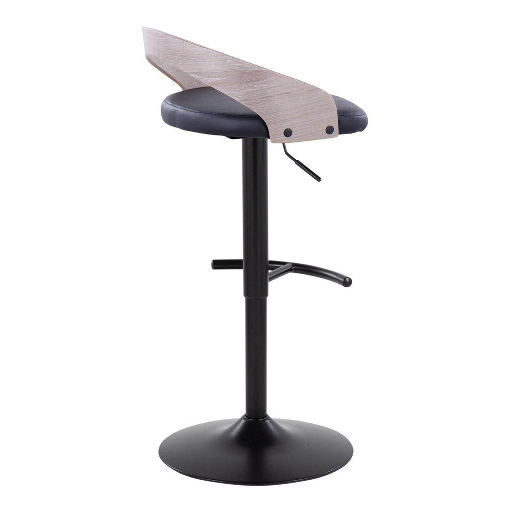 Adjustable Swivel Barstool Set with Cushioned Seat and T Footrest - White or Black