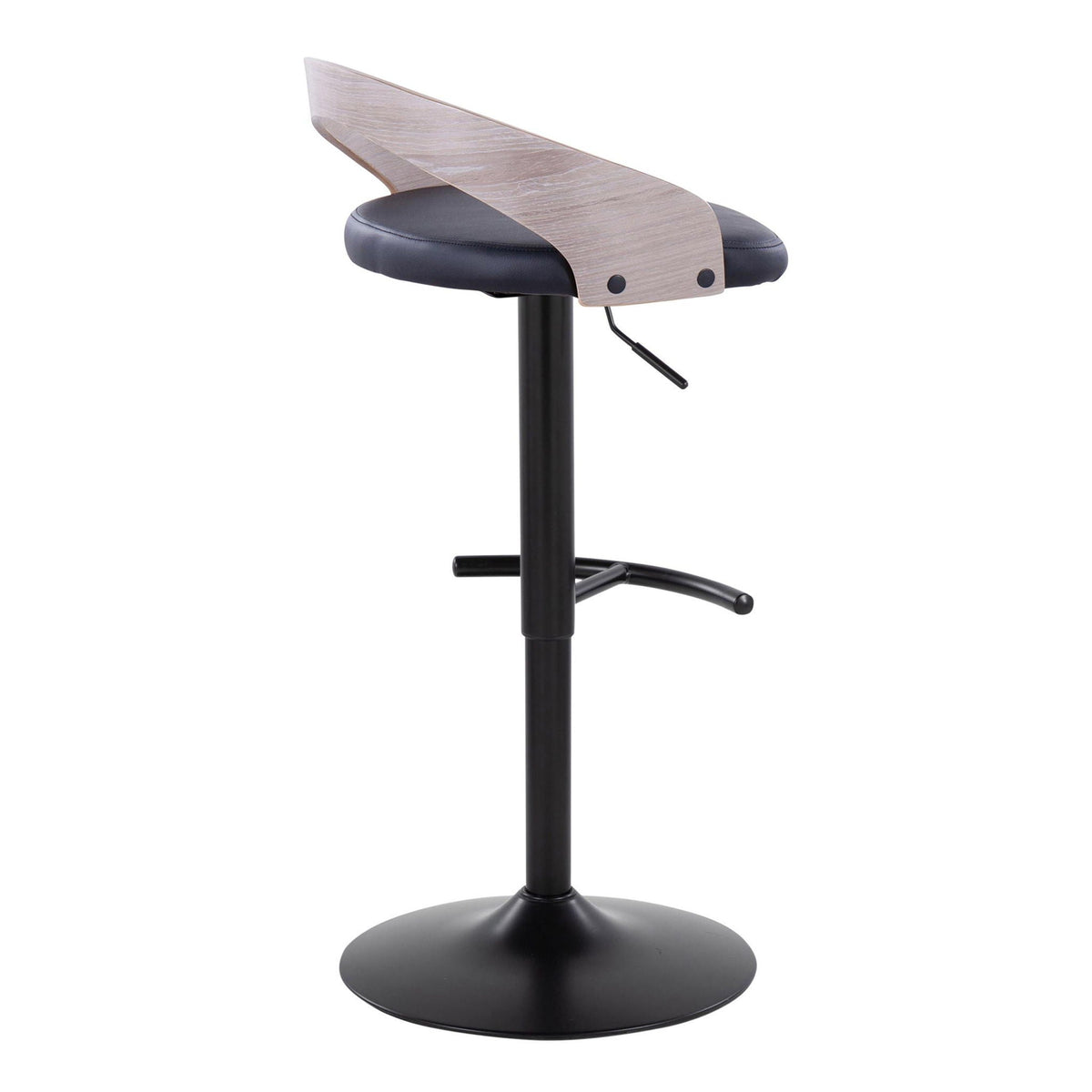 Adjustable Swivel Barstool Set with Cushioned Seat and T Footrest - White or Black