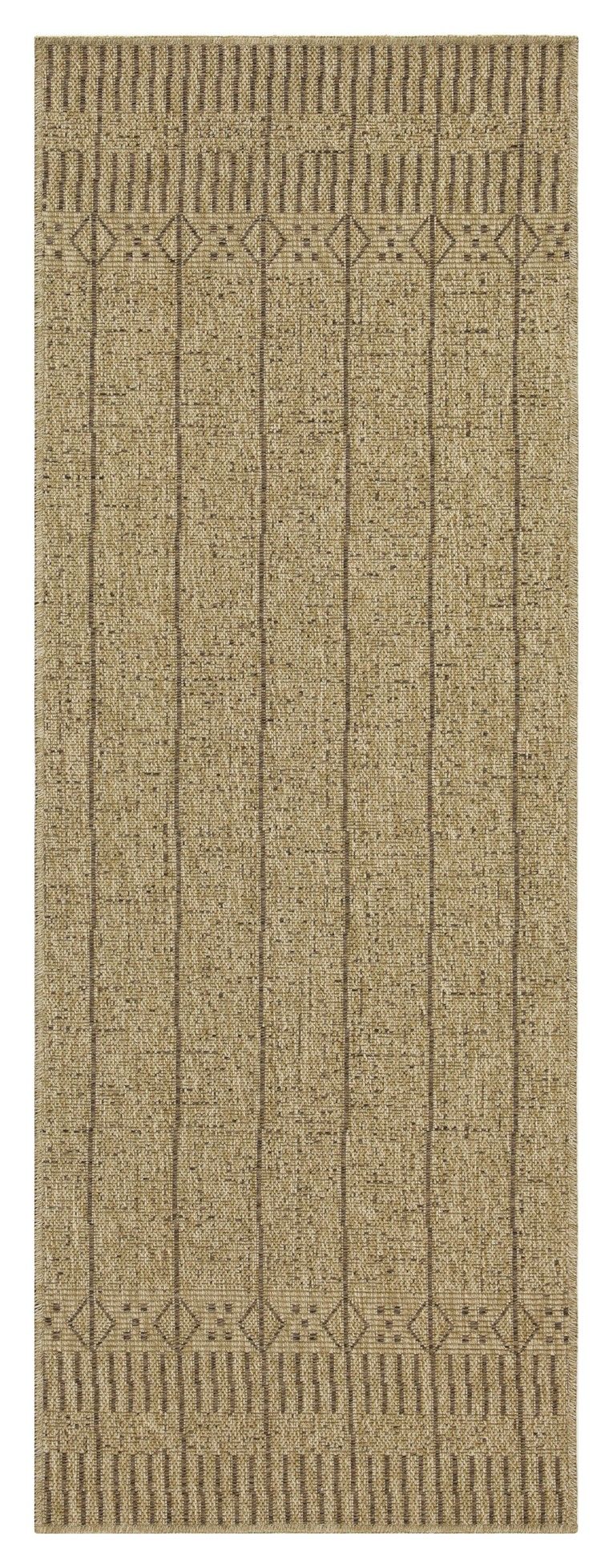 Light Brown Indoor / Outdoor Runner Rug with Flatweave - Jute Look