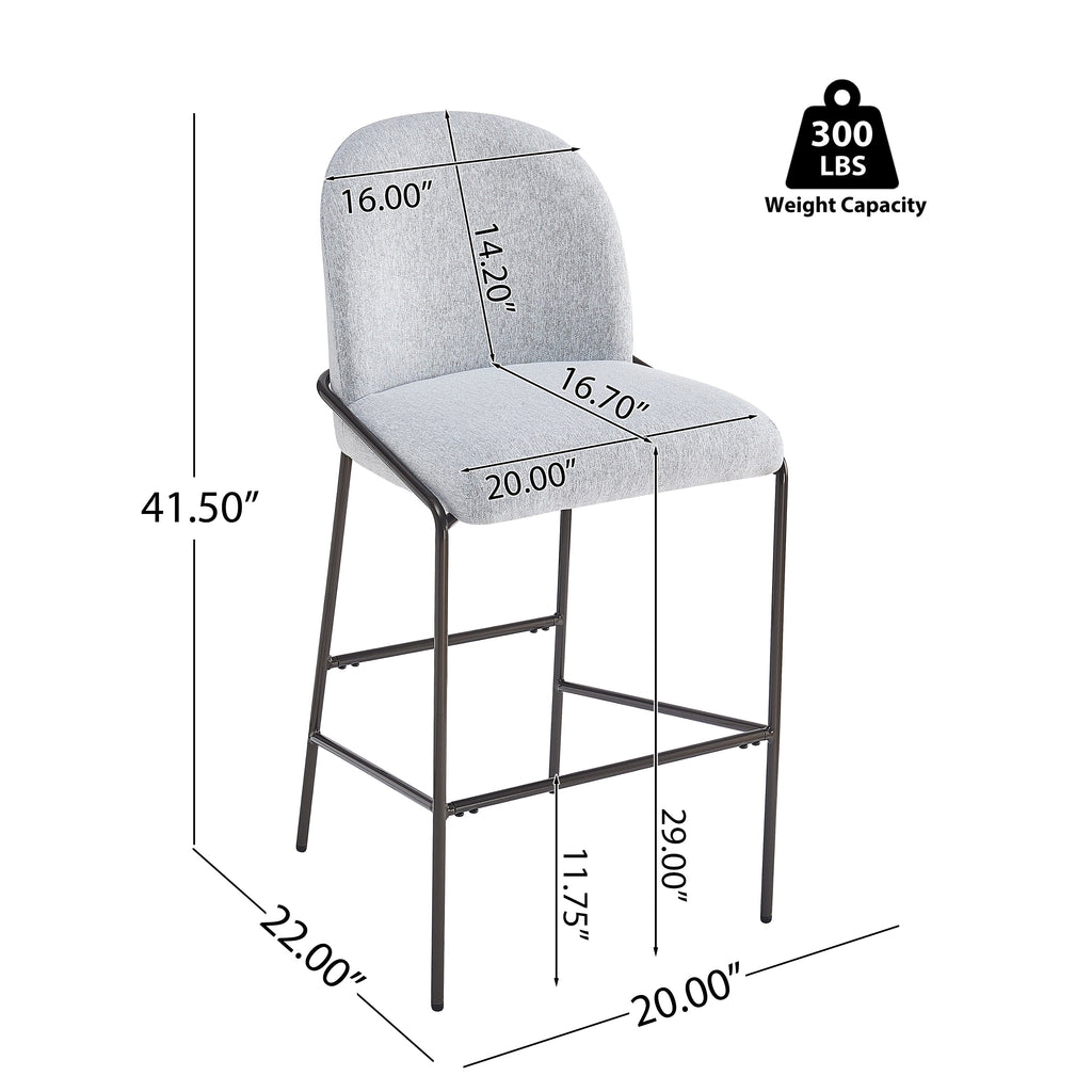Galen Indoor Metal Upholstered Barstool with Contoured Backrest - Antique Bronze