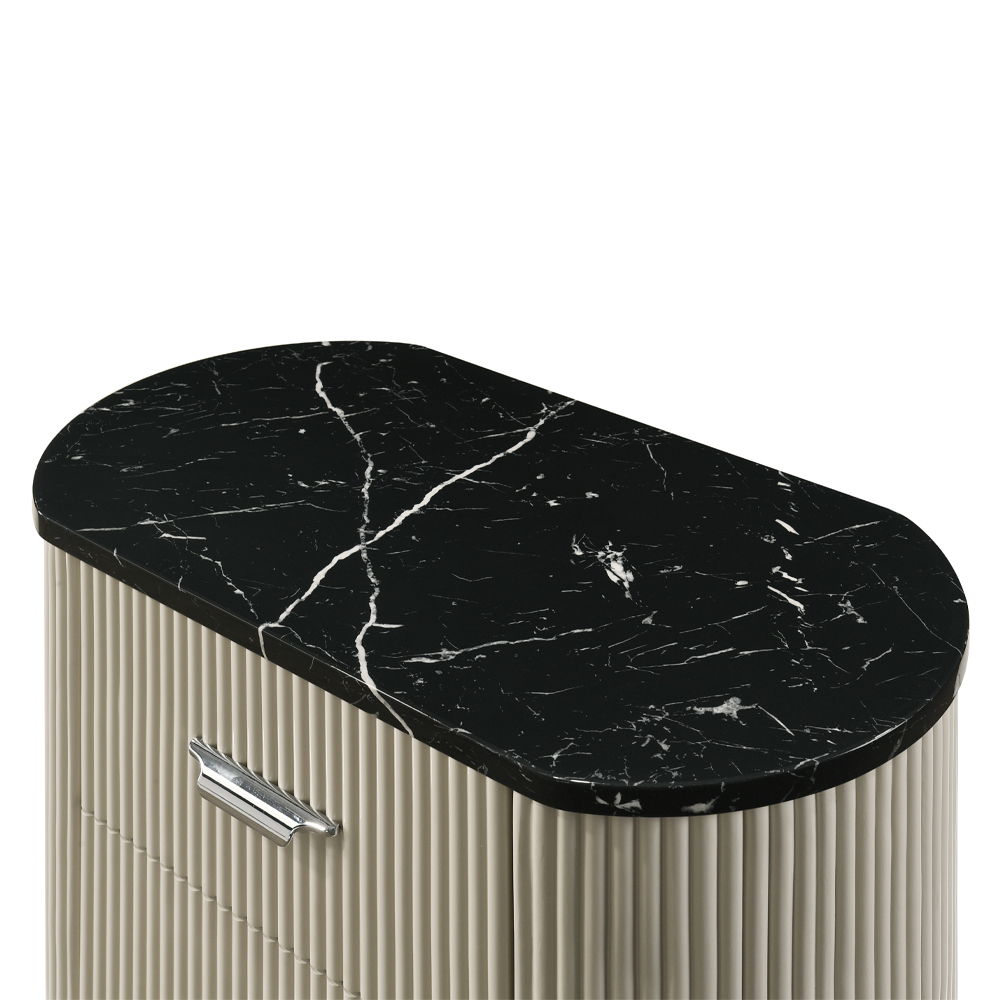 Travonte - Nightstand - Gray / Beige