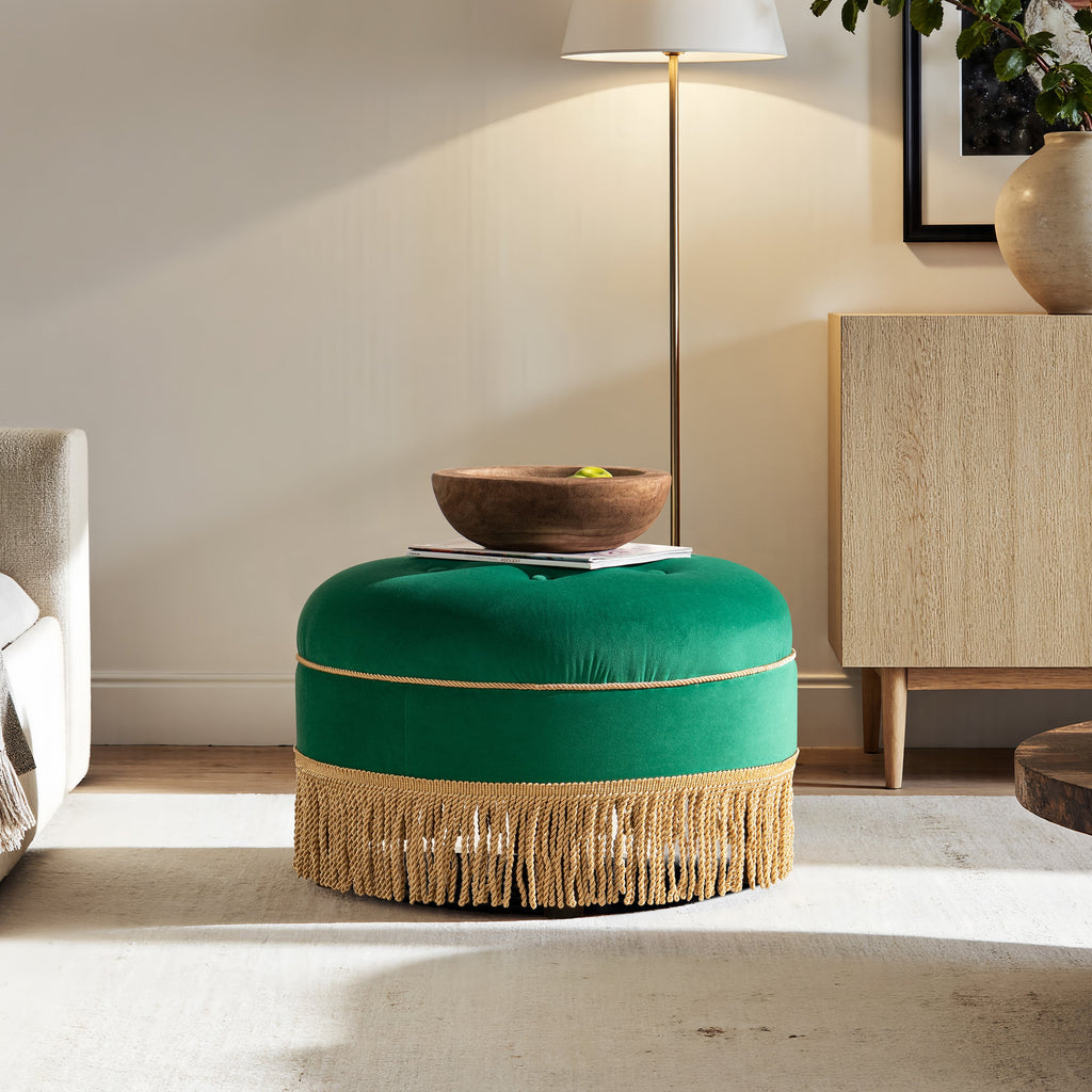 Yolanda 24" Round Upholstered Accent Ottoman