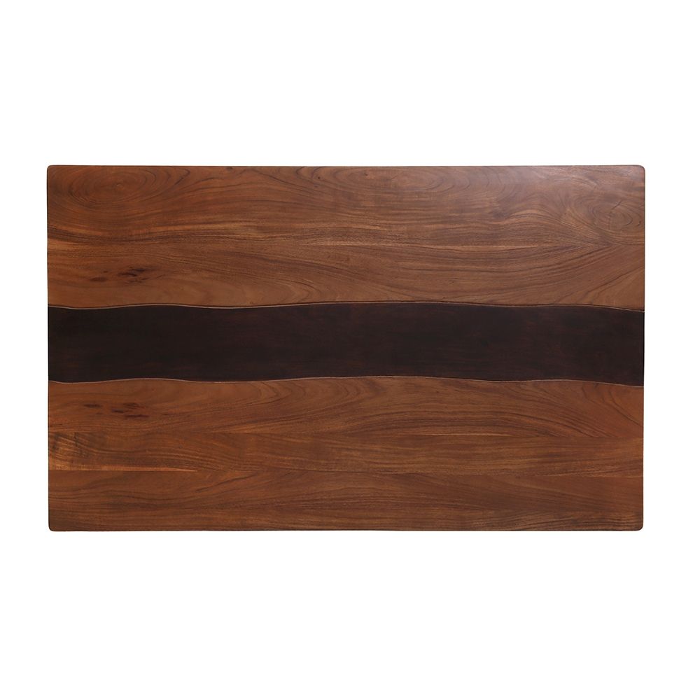 Natural Wood Dining Table with Live-Edge Inspired Detail - Brown