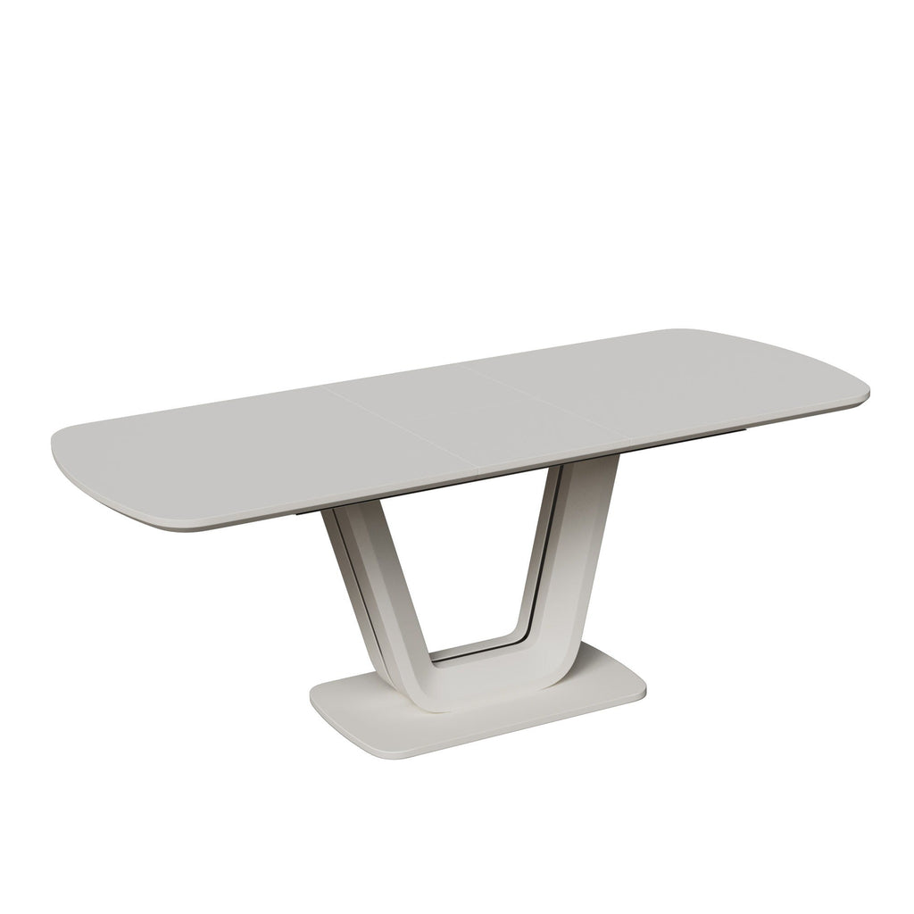 Modern Industrial Style Expandable Dining Table with U-Shaped Legs - Antique Gray White