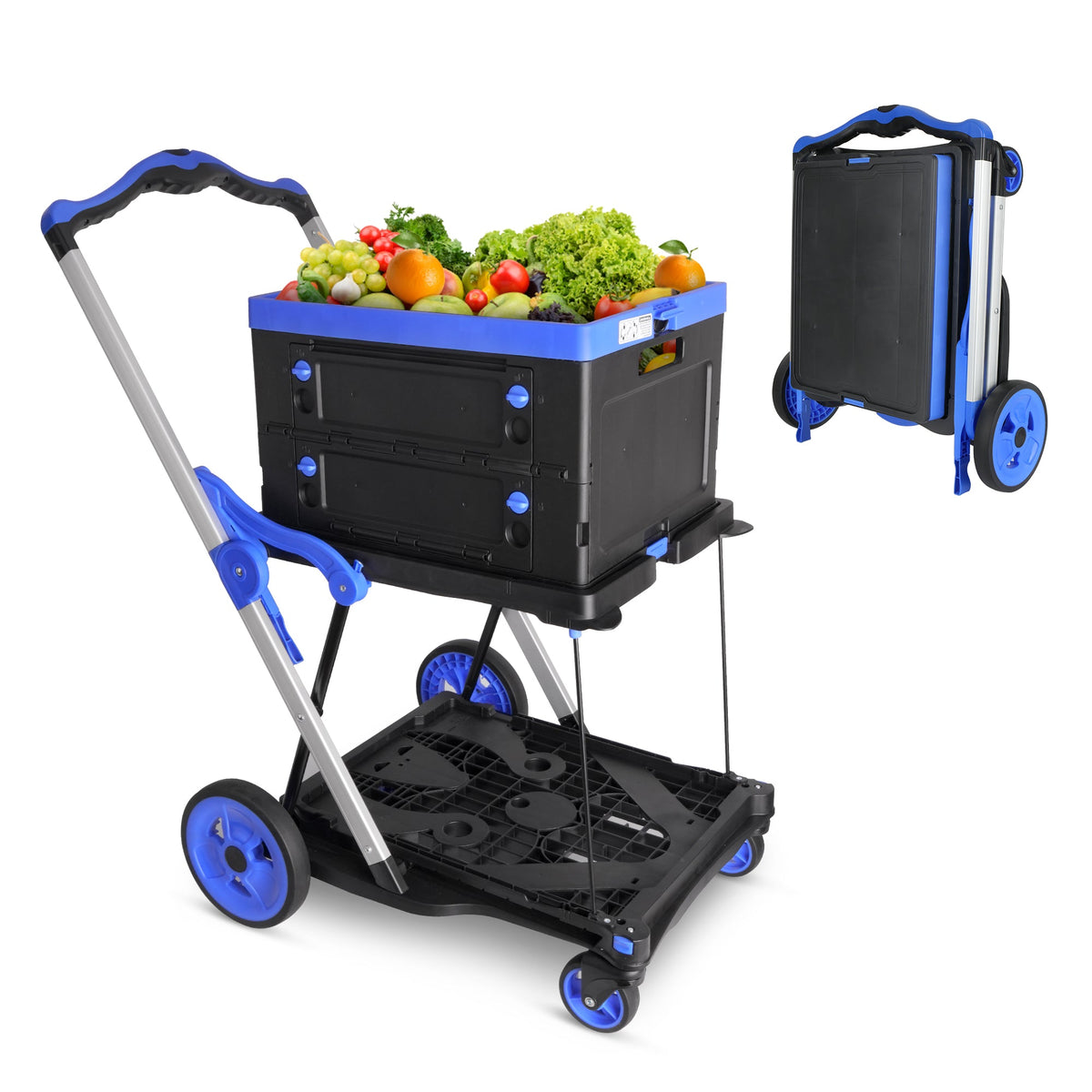 2-Tier Folding Cart with Folding Design - ABS & Aluminum
