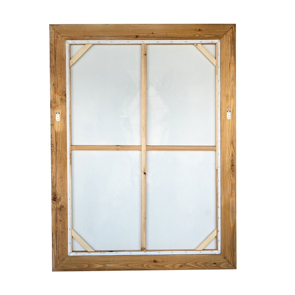 Hand-Painted White Horse Wall Art with Rustic Fir Frame - Multicolor