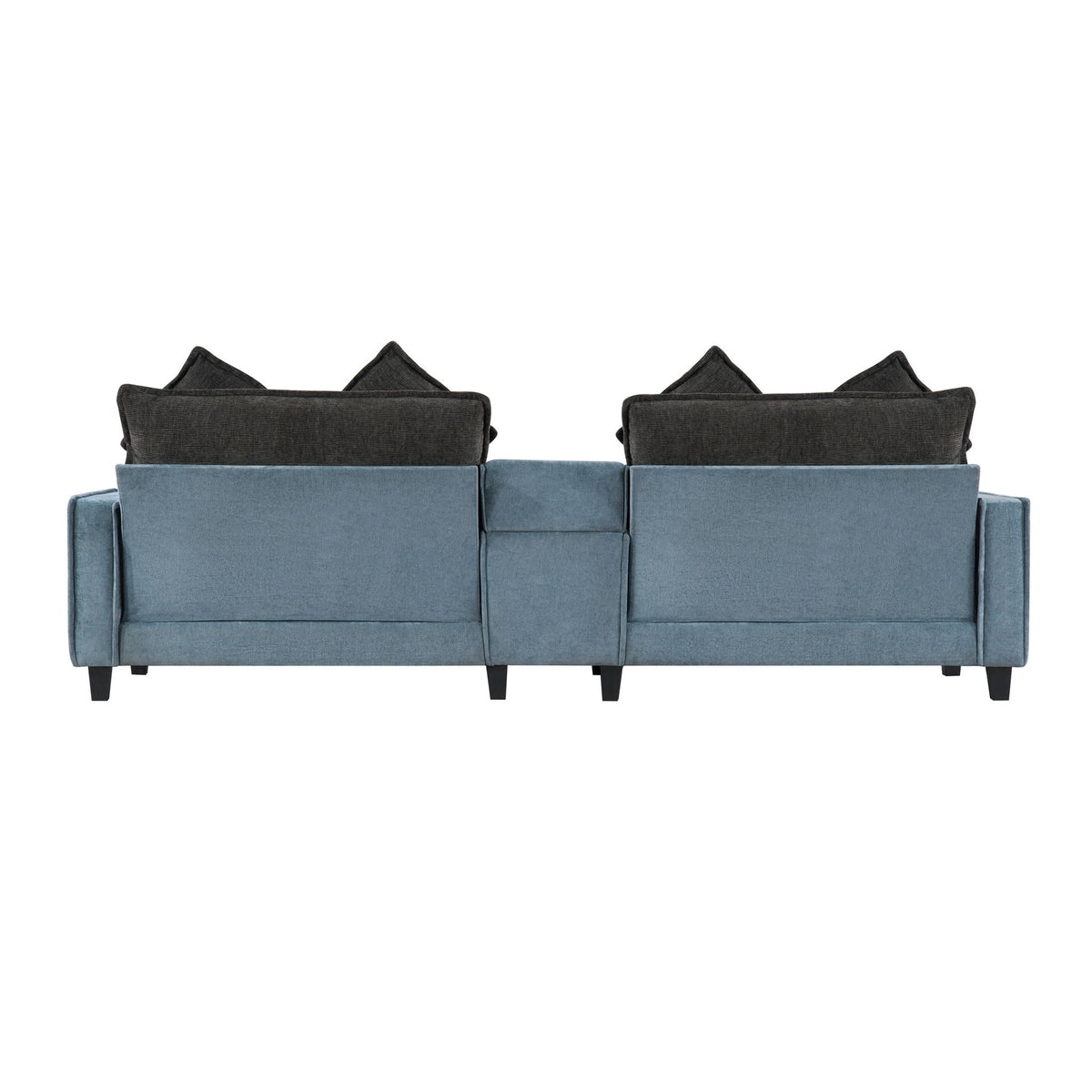 Sectional Sofa With Storage and Removable Ottomans - Gray / Light Blue