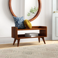 Solid Wood Nordic Storage Bench with Open Storage - Chestnut