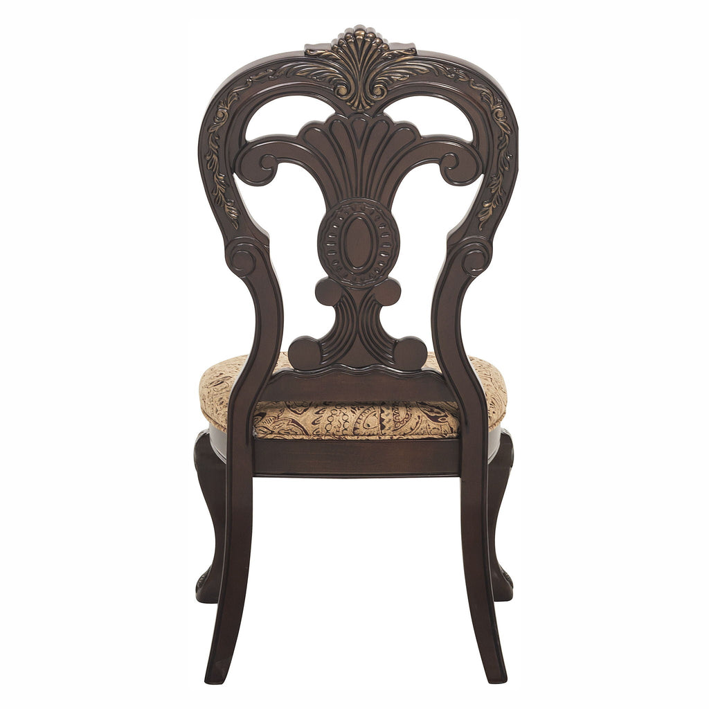 Traditional Cherry Side Chair Set with Upholstered Seats - 2 Piece