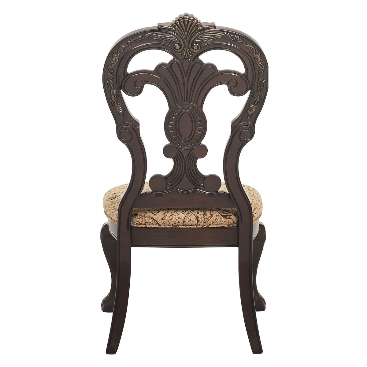 Traditional Cherry Side Chair Set with Upholstered Seats - 2 Piece
