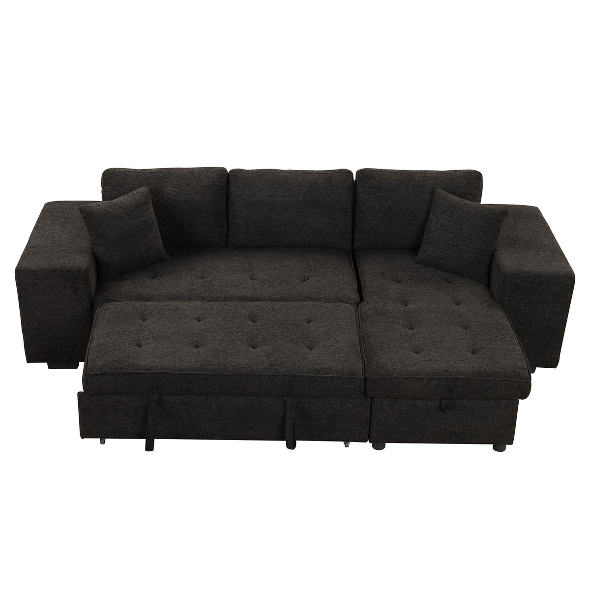 Reversible L-Shape Sleeper Sectional Sofa with Storage Chaise and 2 Stools - Multiple Colors