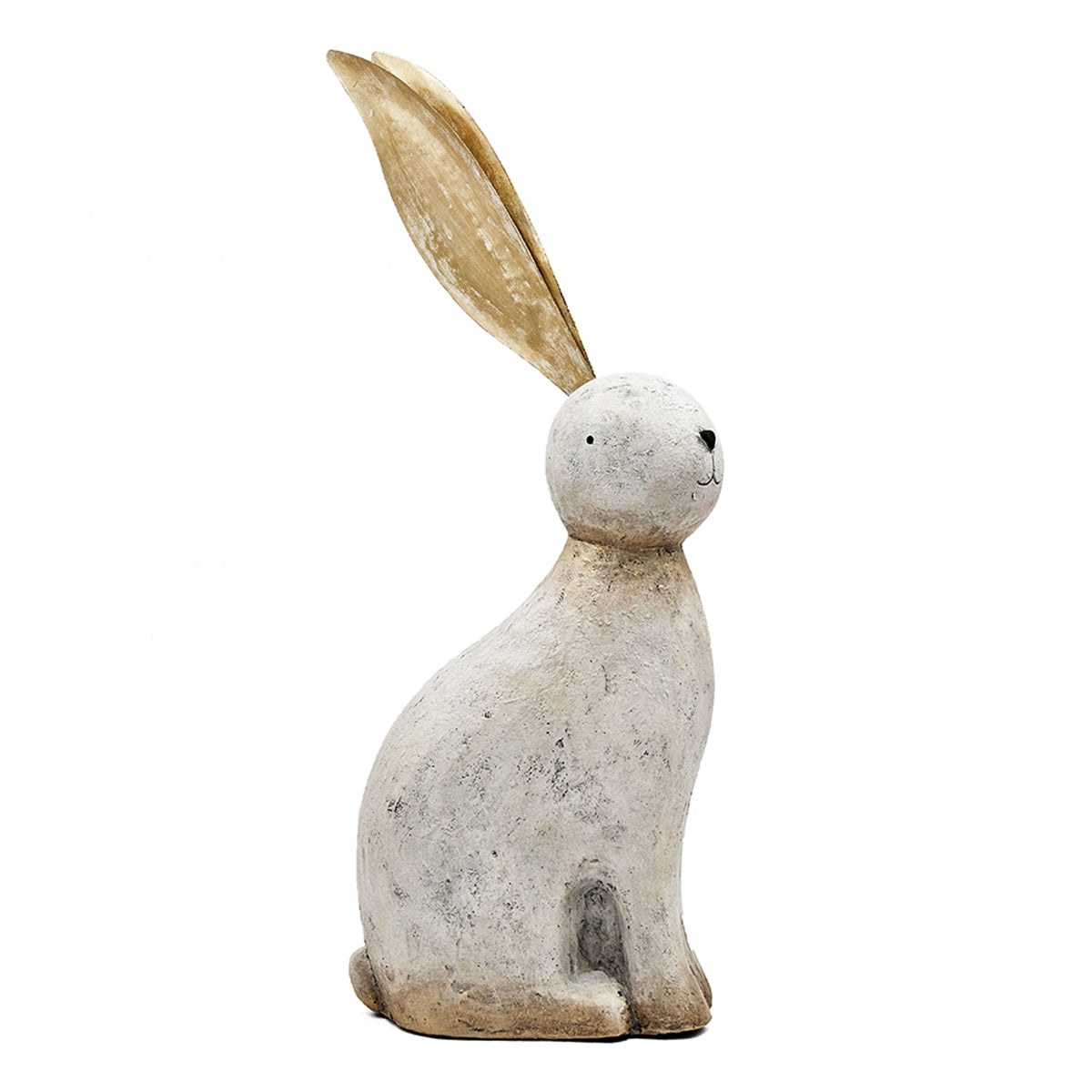 White Magnesium Rabbit Figurine with Gold Iron Ears – 24.8" High