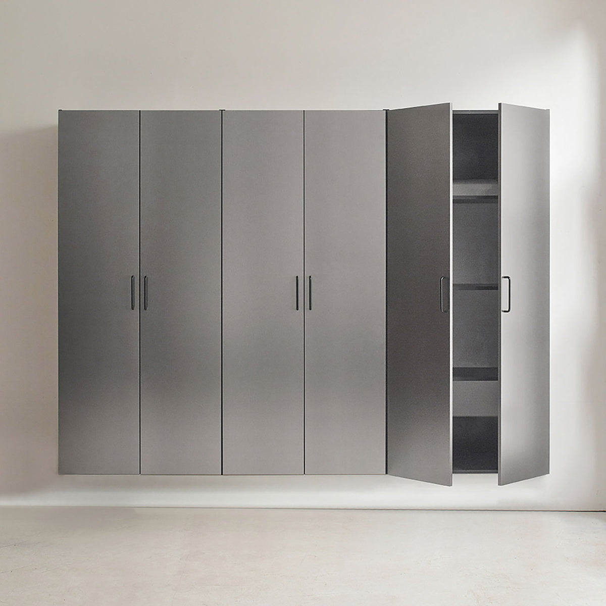 Metallic Gray Garage Cabinet Set with Soft-Close Drawers - 94.5" Wide
