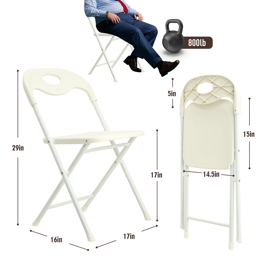 White Folding Chair Set with Waterproof Finish and Stackable Design - Set of 4