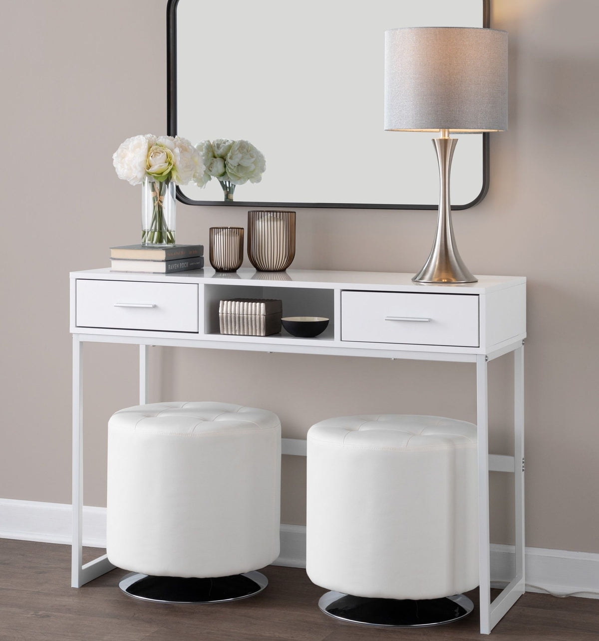 Contemporary Semi Gloss Table Lamp Set of 2 with Hourglass Design - Multiple Colors