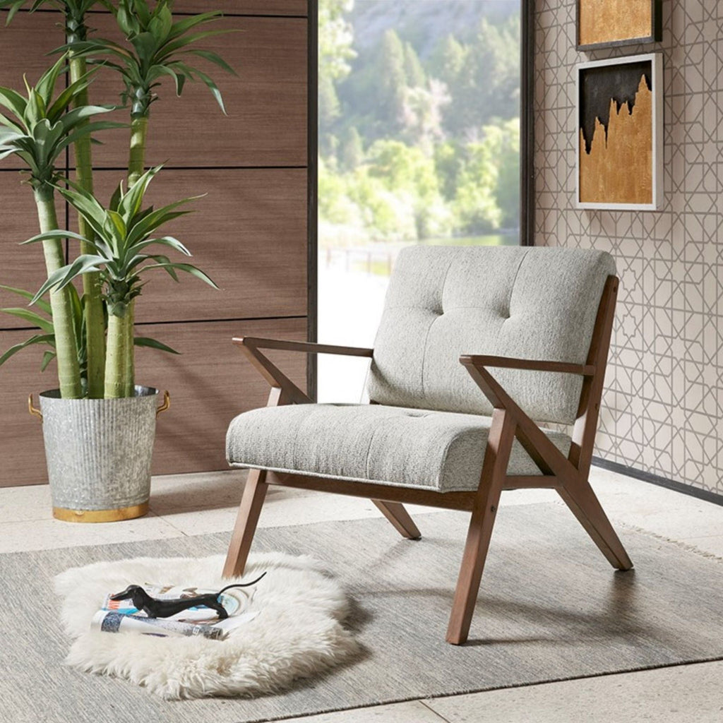Rocket Lounge Chair with Solid Wood Frame - Light Gray