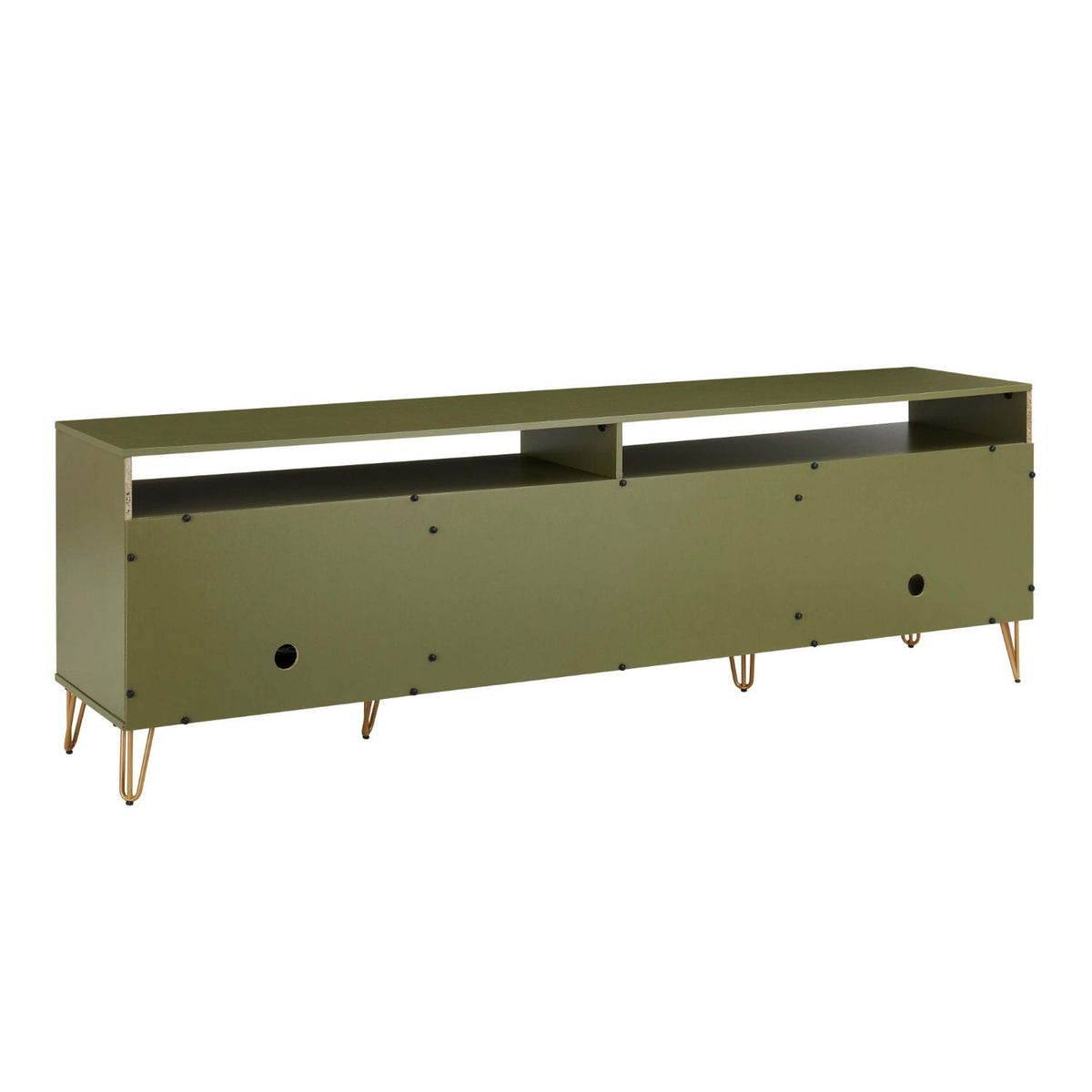 Fluted TV Stand with Storage and Metal Legs - Multiple Colors