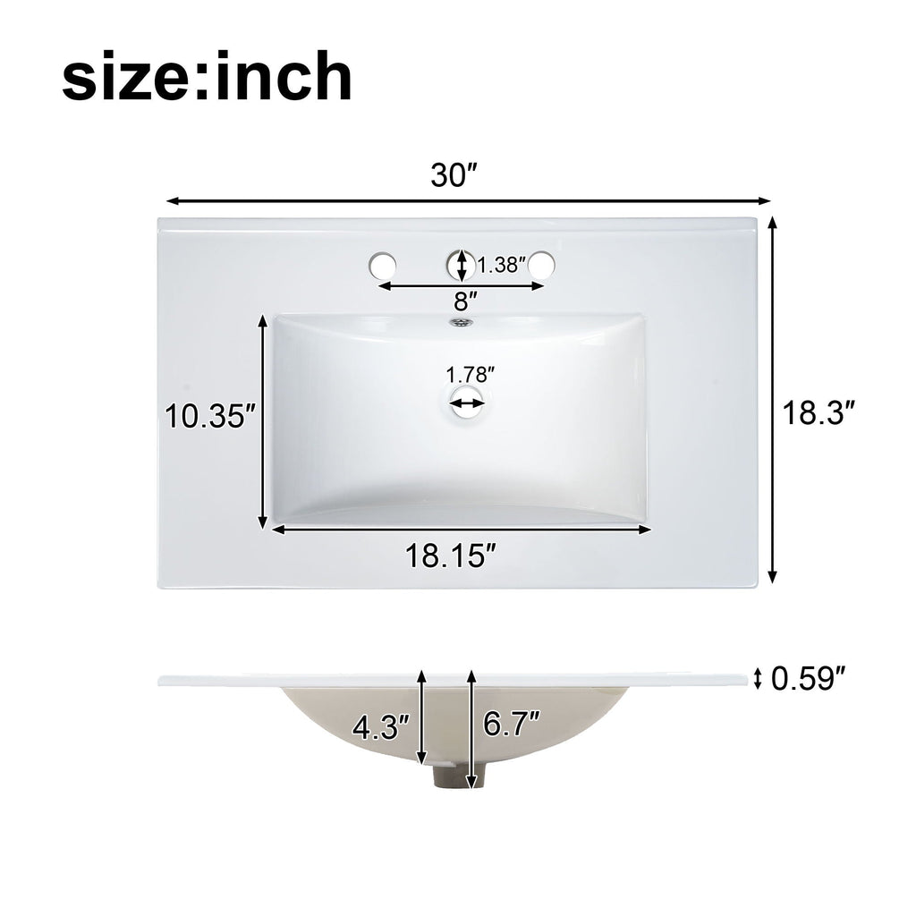 Bathroom Vanity with Sink and Soft Close Doors - White, Black, Green, or Gray
