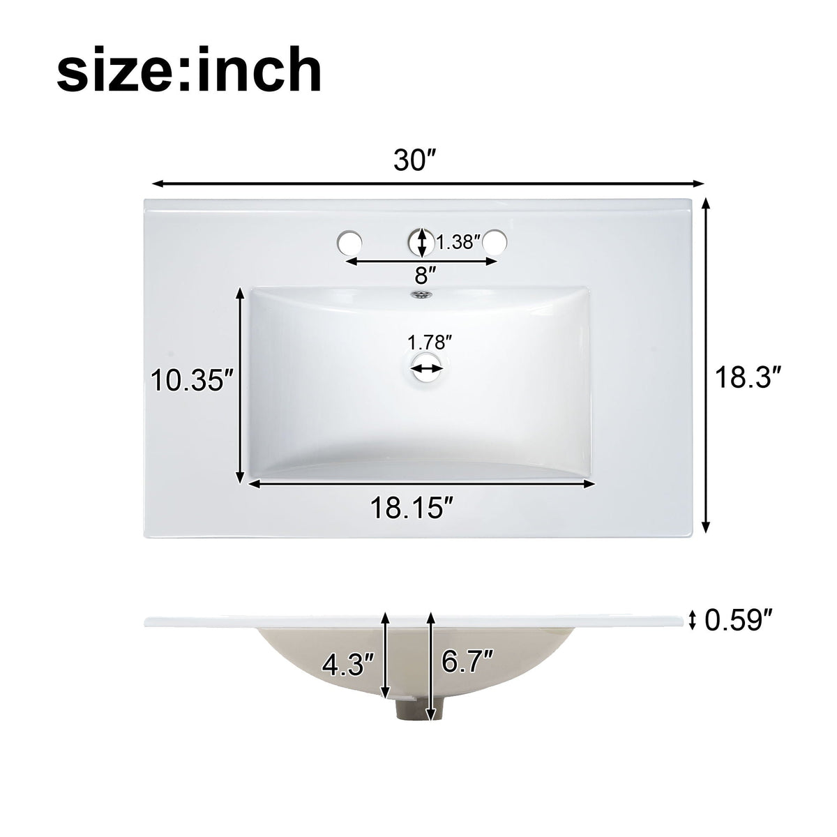 Bathroom Vanity with Sink and Soft Close Doors - White, Black, Green, or Gray