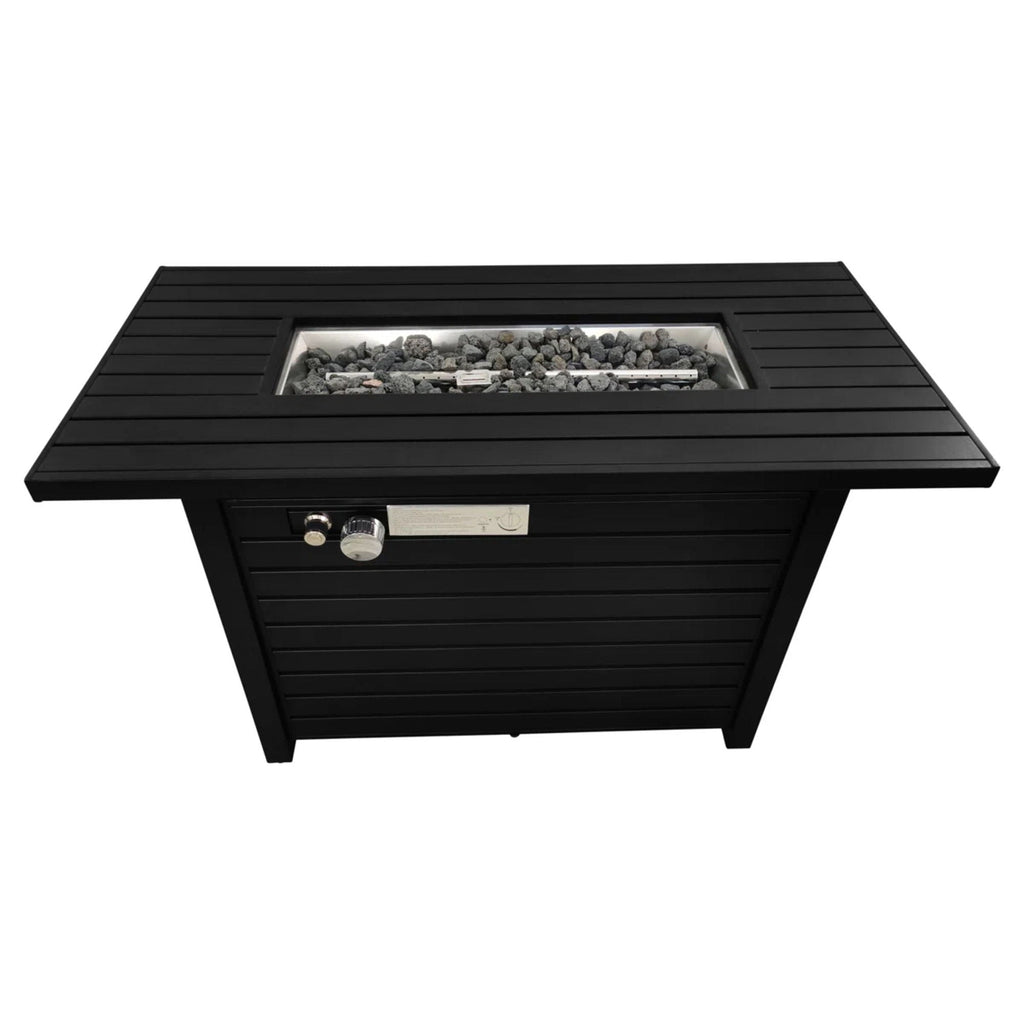 Outdoor Fire Pit Table With Lid and Fuel Versatility - Black or Dark Gray
