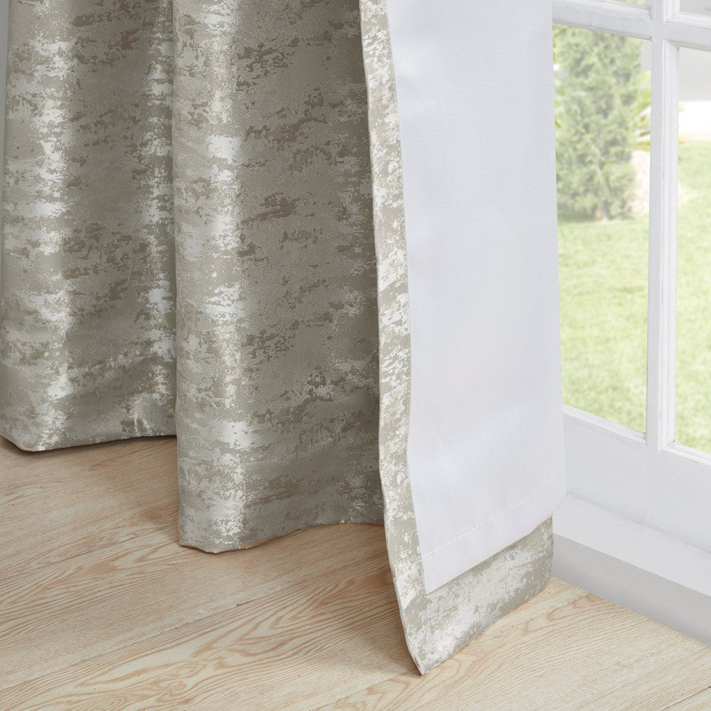 Jacquard Lined Total Blackout Curtain Panel with Rod Pocket – Grey/Silver