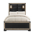 Bed With Lamps and Padded Headboard - Black