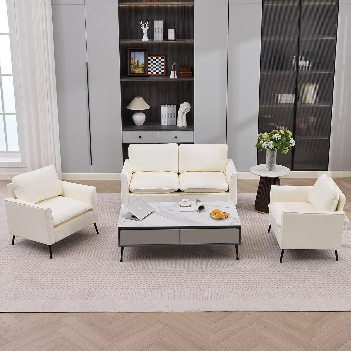 Upholstered Loveseat with Plush Headrest - Multiple Colors
