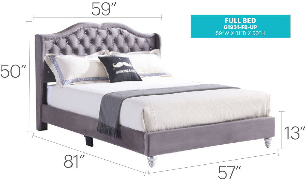 Transitional Upholstered Bed with Jewel Tufting – Multiple Colors