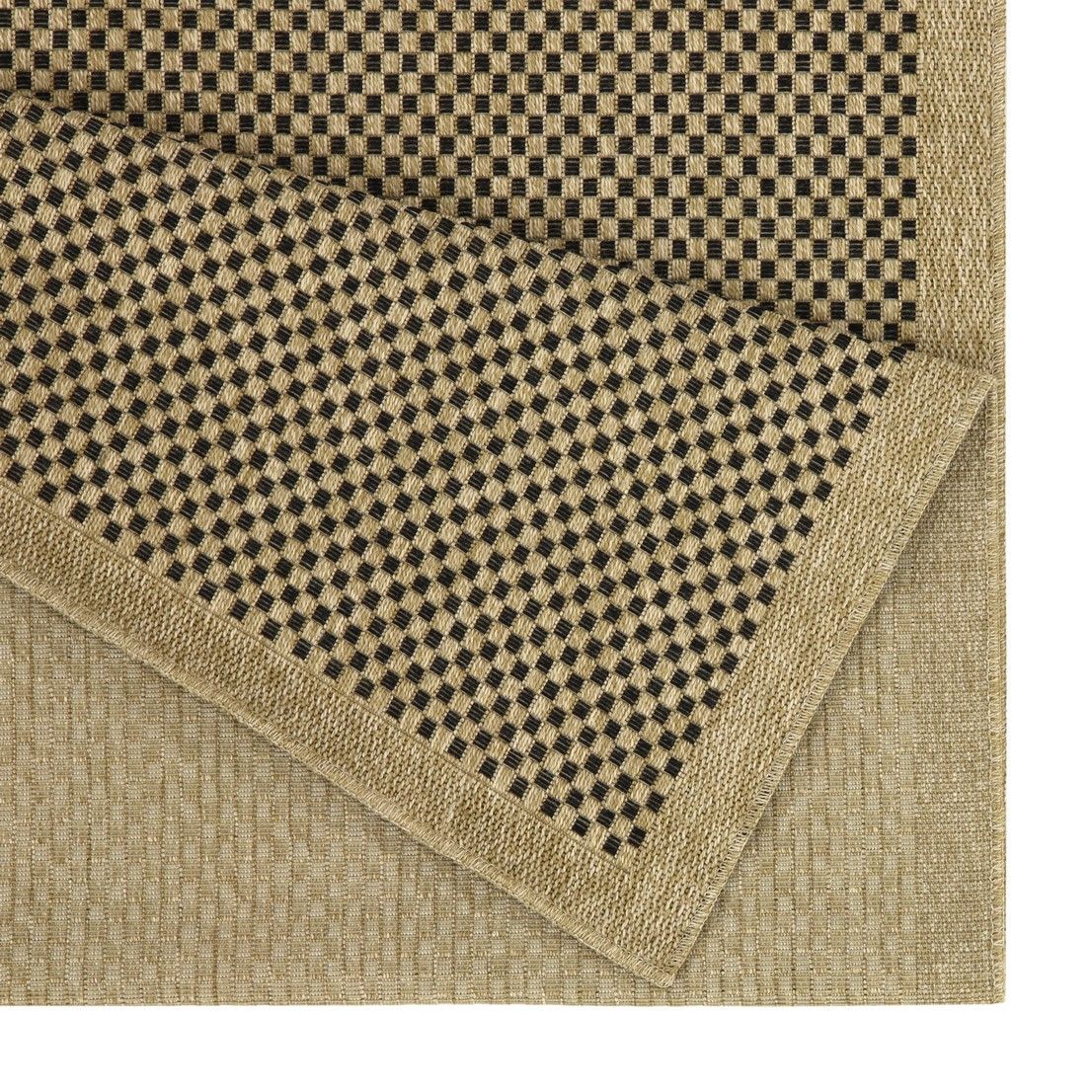 Light Brown Polypropylene Indoor Outdoor Area Rug with Flatweave - Light Brown