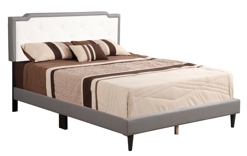 Two Tone Upholstered Bed with Button Tufted Headboard - Multiple Colors