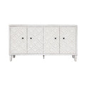 White Wash 4-Door Sideboard Cabinet with Adjustable Shelves