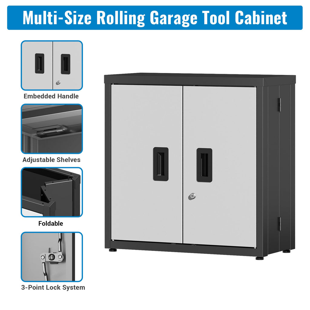 Metal Tool Garage Storage Cabinet with Lock - Steel