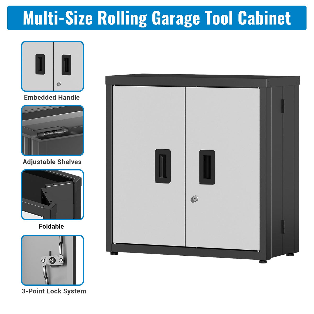 Metal Tool Garage Storage Cabinet with Lock - Steel