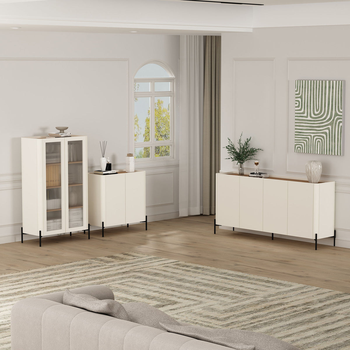 Abbey Accent Cabinet with Soft Close Doors and Rounded Edges - White or Light Brown