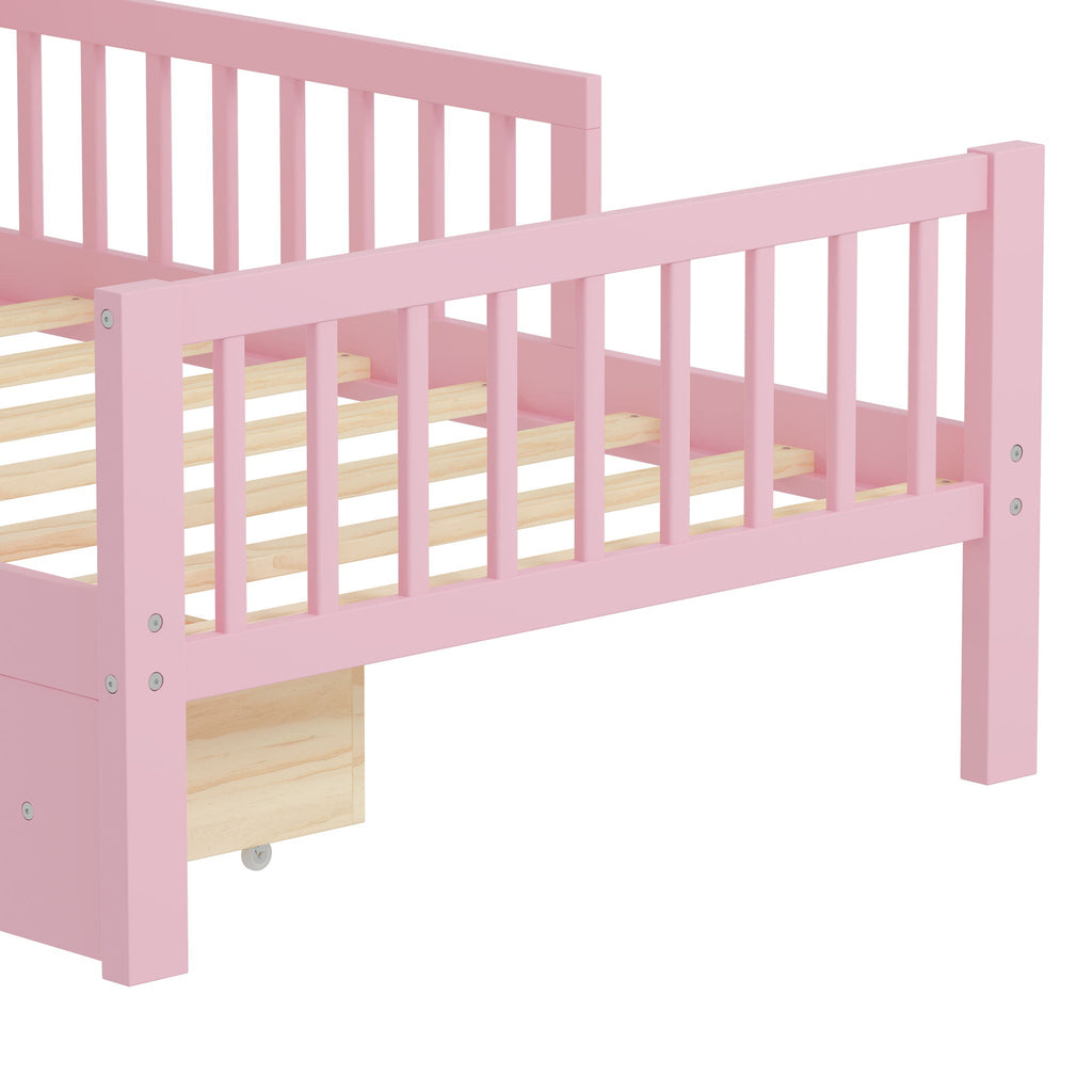 Twin Storage Bed with Headboard Rack & Under-Bed Drawers - Multiple Colors