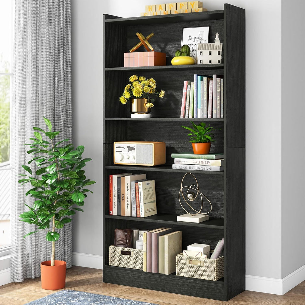 Library Bookshelf With Storage - Multiple Heights Available - White or Black