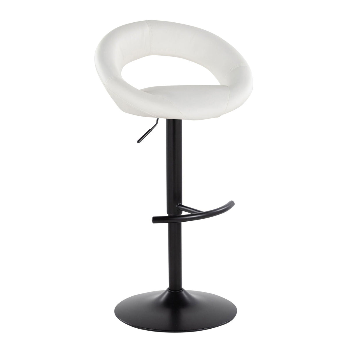 Contemporary Adjustable Barstool Set with Swivel & Rounded T Footrest - Black or White