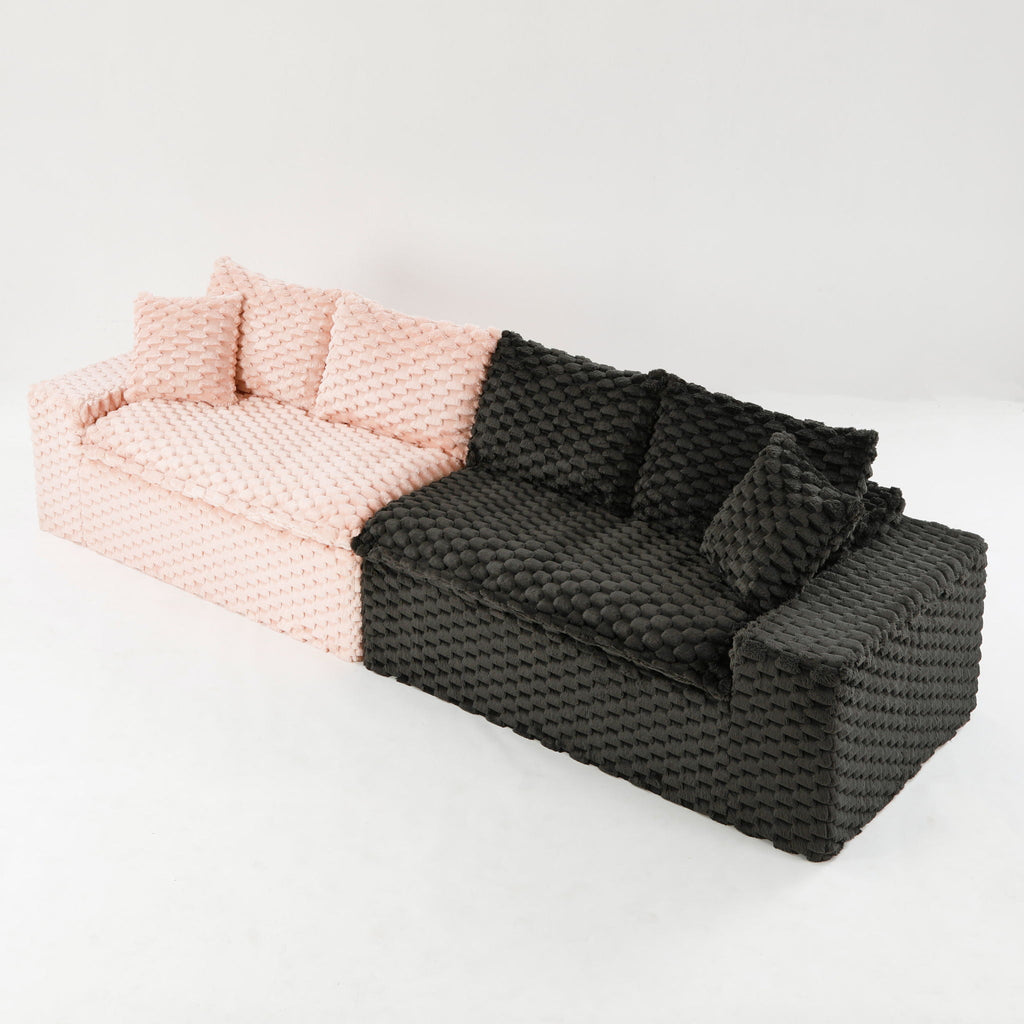 Multifunctional 4-Seater Stationary Sofa with Adjustable Layout - Pink & Black