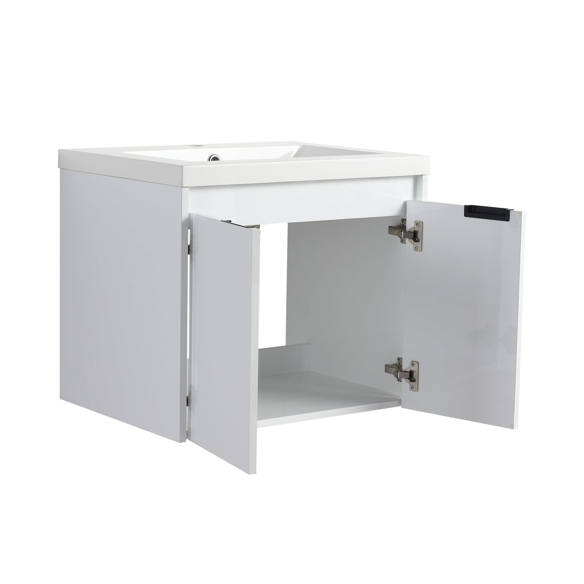 24" Bathroom Vanity with Resin Sink and Soft Close Doors - White