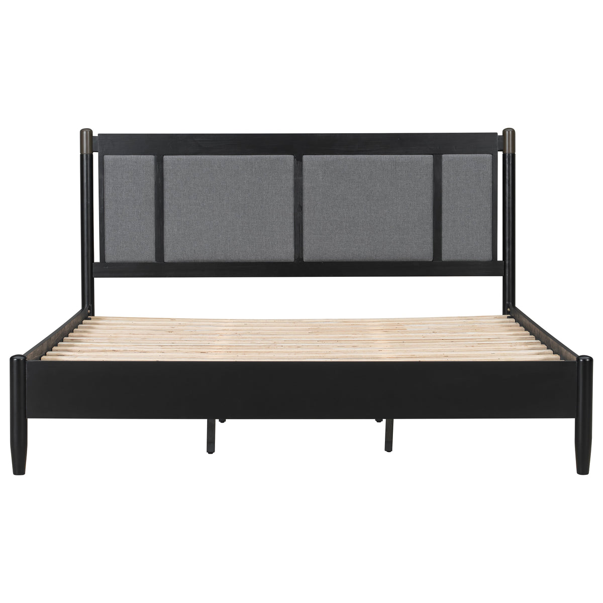Solid Wood King Bed Frame with Heavy Duty Support - Black/Dark Grey or Grey/Light Grey