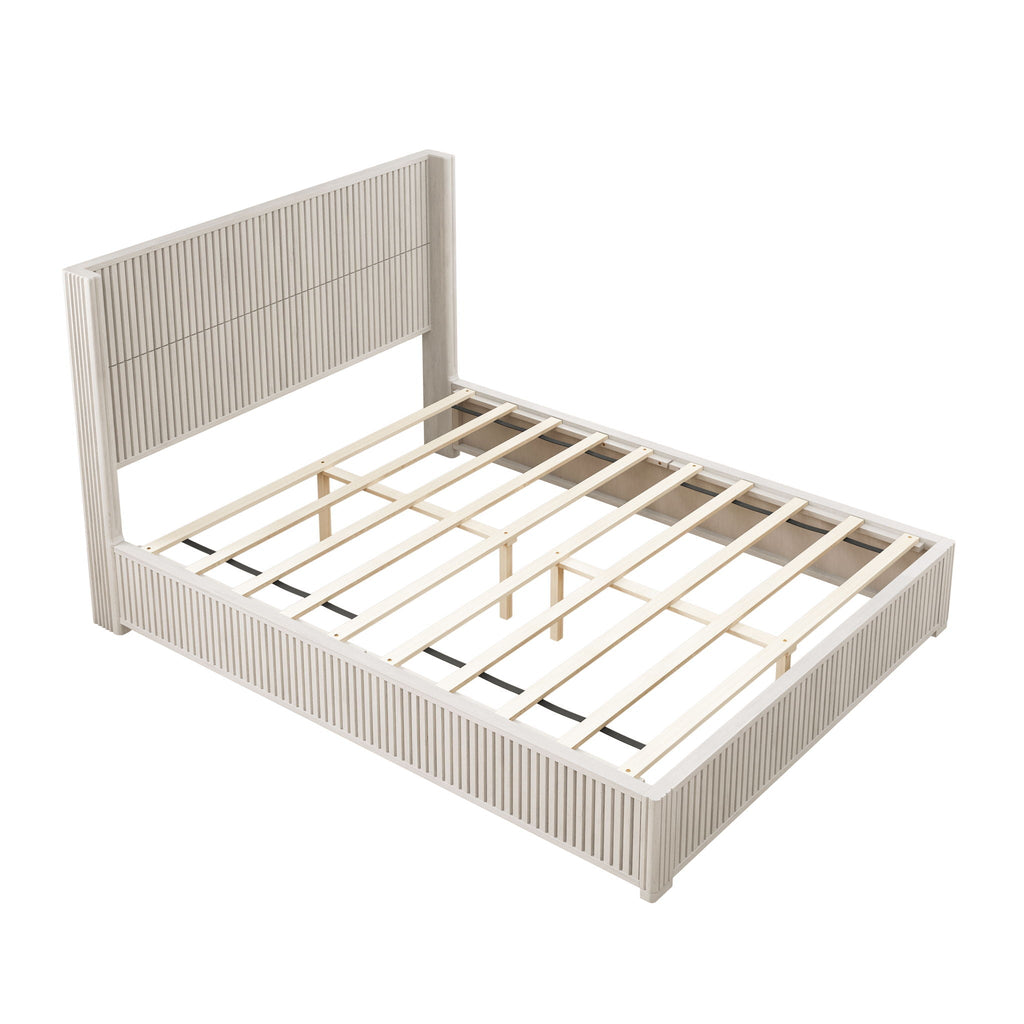 Platform Bed Frame with Headboard, Floor Standing Design - Queen & King