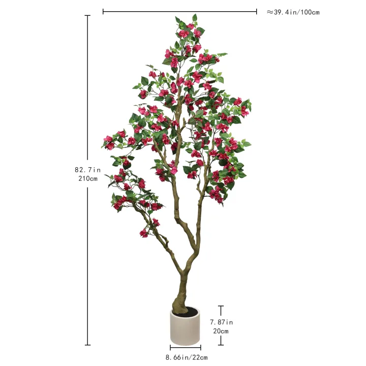 7Ft Artificial Bougainvillea Tree with Realistic Rose - Plastic