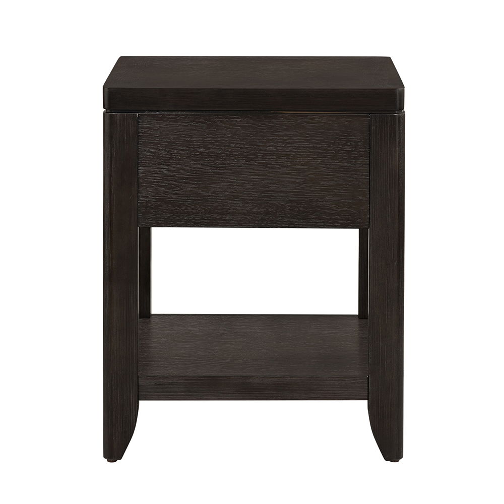 Elegant Dark Brown End Table with Storage Drawer and Shelf