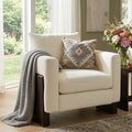 Modern Accent Chair with Rubberwood Legs - Beige Chenille