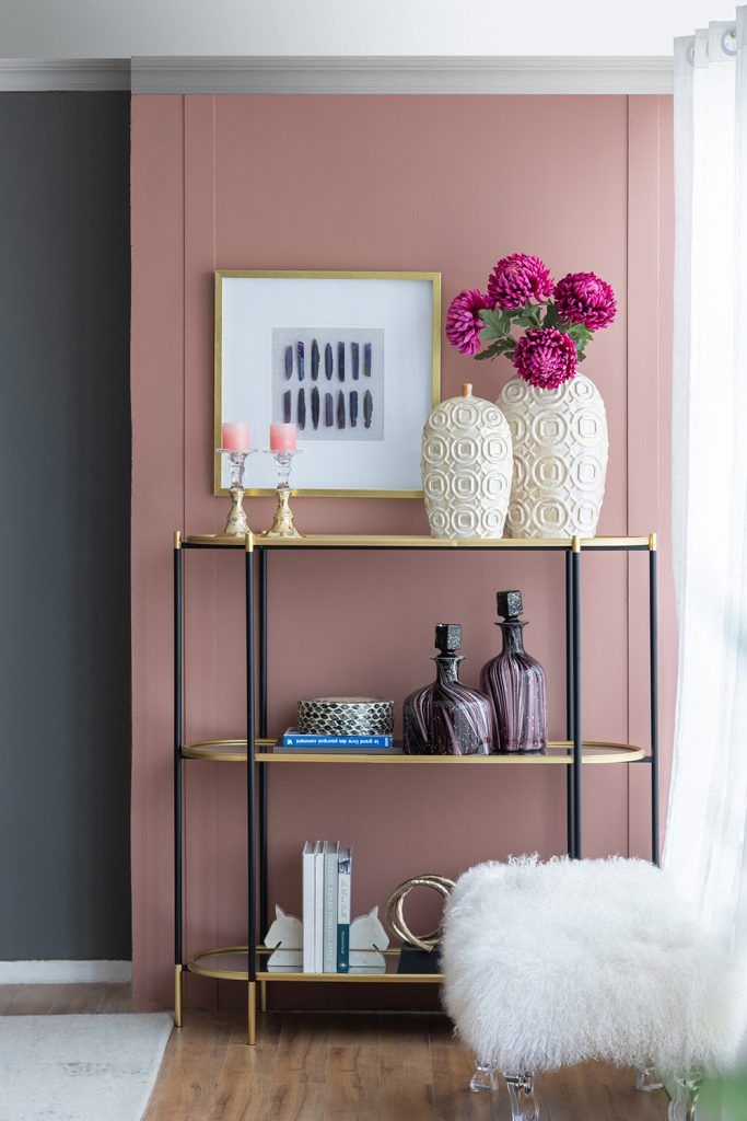 3 Tier Metal Console Table with Mirrored Shelves - Golden Black
