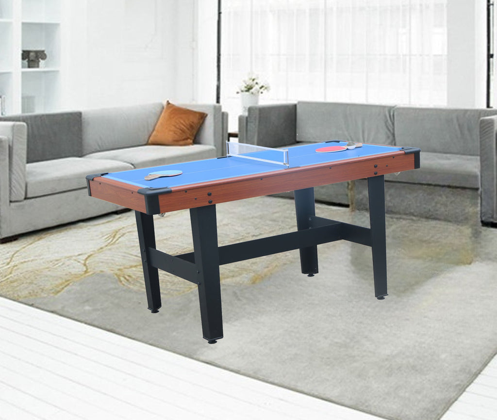 48-Inch Combo Game Table Set with Pool, Table Tennis & Glide Hockey - Brown & Blue