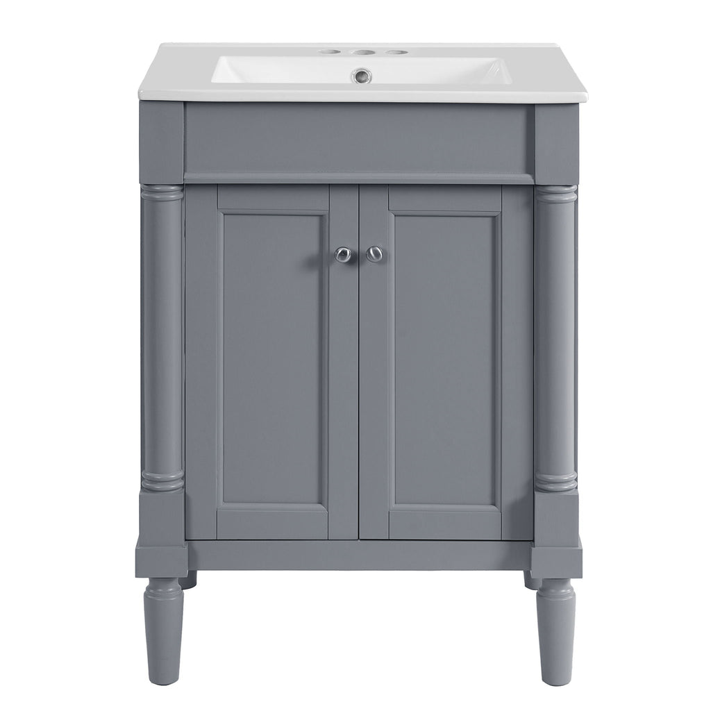 Bathroom Vanity With Top Sink and Two-Tier Storage Cabinet - Multiple Colors