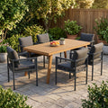 7-Piece Patio Dining Set with Cushioned Chairs - Brown & Gray