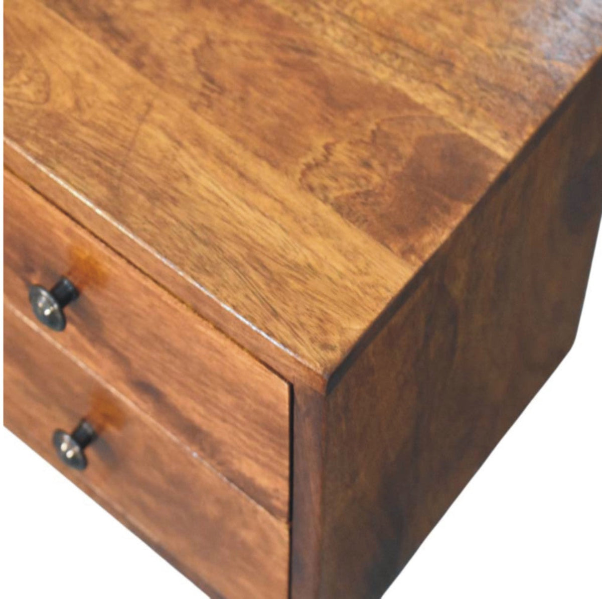 Solid Wood Wall-Mounted Nightstand with Storage Drawers - Chestnut